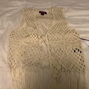 Crochet vest with fringe